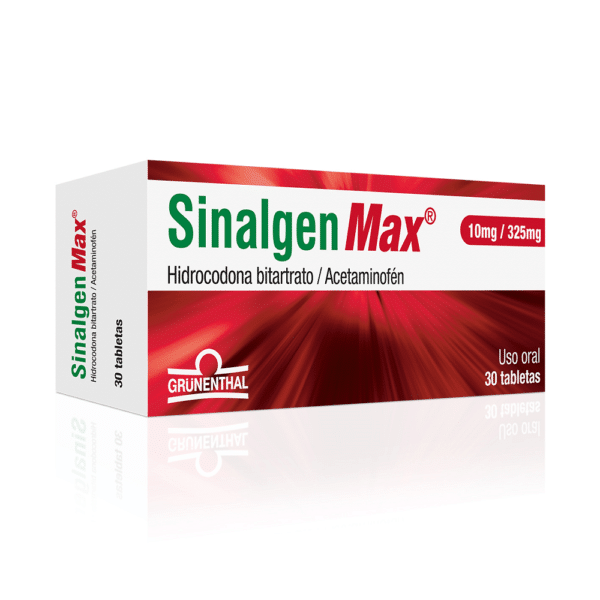 ACETAMINOFEN + HIDROCODONA 325MG+10MG TABLETAS SINALGEN MAX