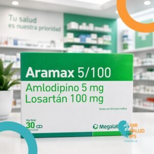 ARAMAX 5/100 AMLODIPINO 5MG, LOSARTAN 100MG  C*30 CAPSULAS - MEGALABS