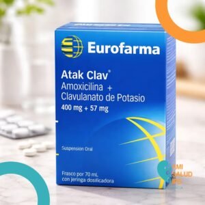 ATAK CLAV ACIDO CLAVULANICO 57MG AMOXICILINA 400MG POLVO PARA RECONSTITUIR A SUSPENSION ORAL FRASCO*70ML EUROFARMA