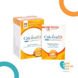 CARBONATO DE CALCIO + VITAMINA D3 (600+400) MG/UI POLVO EFERVECENTE CALCITRAL D