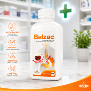 BALZAC CEREZA ALGINATO DE SODIO 2.5G, BICARBONATO DE SODIO 2.67G SUSPENSION ORAL FRASCO*360ML NEVOX FARMA