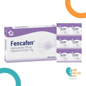 ERGOTAMINA TARTRATO + CAFEINA ANHIDRA 1MG/100MG TABLETA FENCAFEN TECNOQUIMICAS