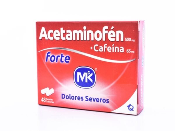 ACETAMINOFEN + CAFEINA 500MG+65MG TABLETAS FORTE MK