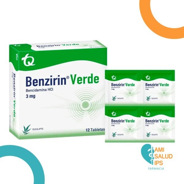 BENCIDAMINA HCI 3MG TABLETA EUCALIPTO BENZIRIN VERDE