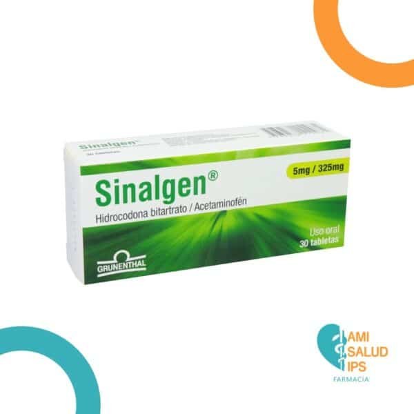 ACETAMINOFEN + HIDROCODONA 325MG+5MG TABLETAS SINALGEN