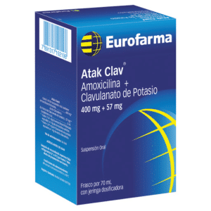 AMOXICILINA + ACIDO CLAVULINICO 400MG+57MG SUSPENSION ORAL FRASCO*70ML ATAK CLAV
