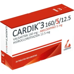 AMLODIPINO + VALSARTAN + HCRT (5+160+12.5) MG TABLETA RECUBIERTA CARDIK 3