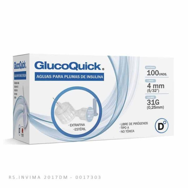 AGUJA INSULINA 32GX4MM GLUCOQUICK CELESTE - DIABETRICS