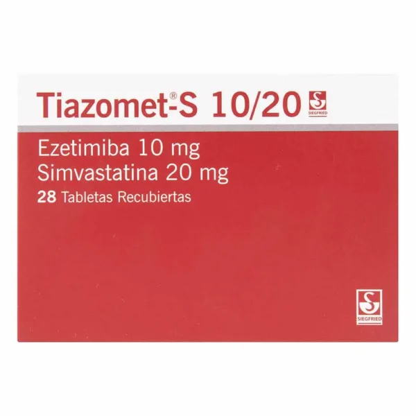 EZETIMIBE 10MG + SIMVASTATINA 20MG TABLETA RECUBIERTA TIAZOMET-S