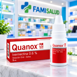 IVERMECTINA 0.6% SOLUCION ORAL GOTAS FRASCO*5ML QUANOX SABOR FRESA