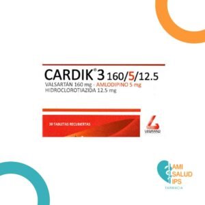 AMLODIPINO + VALSARTAN + HCRT (5+160+12.5) MG TABLETA RECUBIERTA CARDIK 3