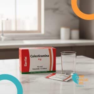 COLESTIRAMINA 4G POLVO GRANULADO PARA RECONSTITUIR A SOLUCION ORAL 15 SOBRES * 9G - GENFAR
