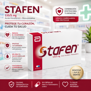 STAFEN ACIDO FENOFIBRICO 135MG, ROSUVASTATINA 5MG C*30 CAPSULAS - ABBOTT