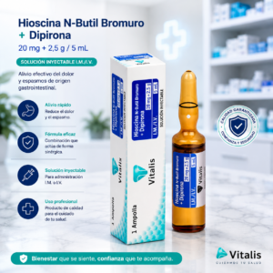 HIOSCINA N BUTIL BROMURO 20MG, DIPIRONA  2,5G SOLUCION INYECTABLE AMPOLLA * 5ML VITALIS