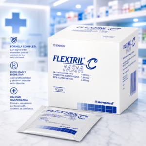 FLEXTRIL C MSM  CONDROITINA 1200MG, GLUCOSAMINA 1500MG, METILSULFONILMETANO 2400MG POLVO PARA RECONSTITUIR SOBRES NOVAMED