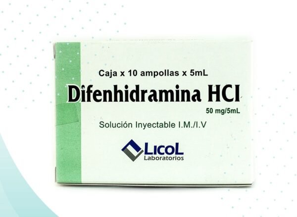 DIFENHIDRAMINA HCI 50MG/5ML SOLUCION INYECTABLE I.M/I.V LICOL