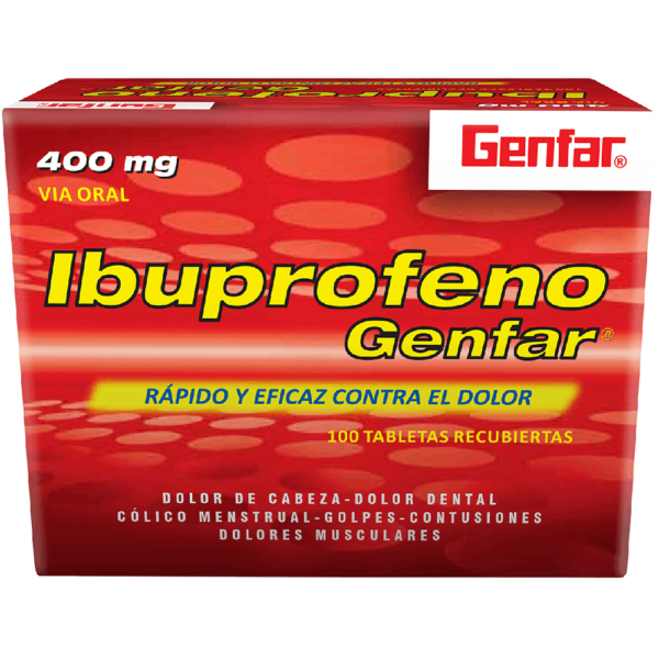 IBUPROFENO 400MG TABLETA RECUBIERTA GENFAR