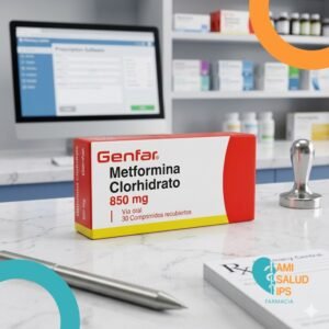 METFORMINA 850MG * 30 COMPRIMIDOS RECUBIERTOS GENFAR