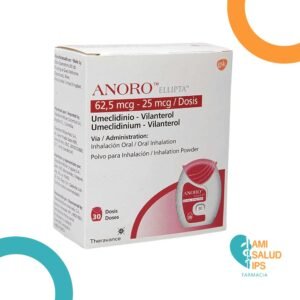 ANORO ELLIPTA UMECLIDINIO 62.5MCG, VILANTEROL 25MCG INHALADOR BUCAL FRASCO*30 DOSIS GLAXOSMITHKLINE