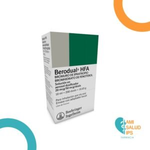 FENOTEROL + IPATROPIO BROMURO (0.50+0.25)MG/ML SOLUCION INHALATORIA BERODUAL FRASCO X 20ML BOEHRINGER
