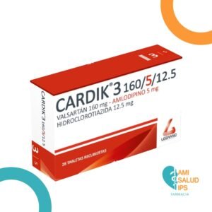 AMLODIPINO + VALSARTAN + HCRT (5+160+12.5) MG TABLETA RECUBIERTA CARDIK 3