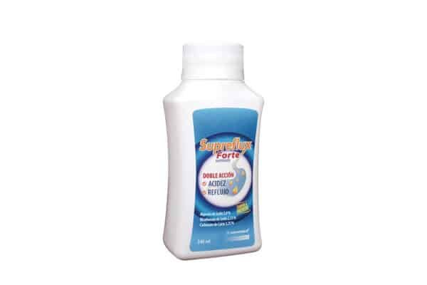 ALGINATO DE SODIO 5,0%+ BICARBONATO DE SODIO 2,13% + CARBONATO DE CALCIO 3,25%  X 240 ML SUSPENSION SUPREFLUX FORTE DOBLE ACCION ACIDEZ Y REFLUJO SABOR A MENTA