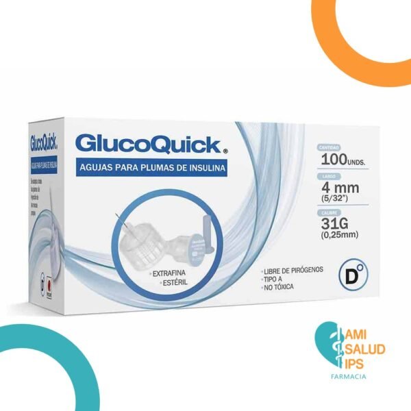 AGUJA INSULINA 32GX4MM GLUCOQUICK CELESTE - DIABETRICS
