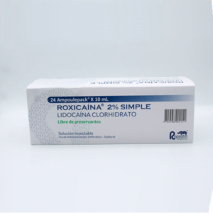 LIDOCAINA CLORHIDRATO 2% SIMPLE SOLUCION INYECTABLE INFILTRATIVA-EPIDURAL ROXICAINA