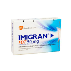 SUMATRIPTAN SUCCINATO 50MG TABLETA RECUBIERTA DE RAPIDA DESINTEGRACION IMIGRAN