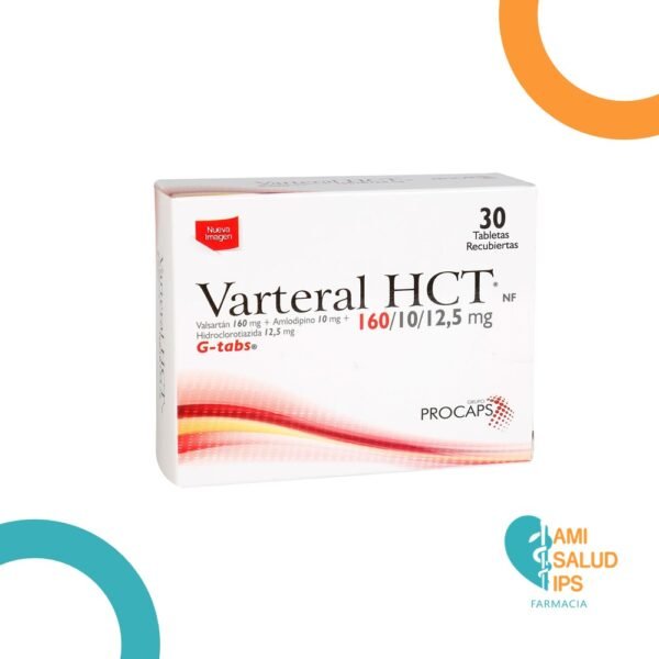 AMLODIPINO + HIDROCLOROTIAZIDA + VALSARTAN 10MG+12.5MG+160MG TABLETAS VARTERAL HCT PROCAPS