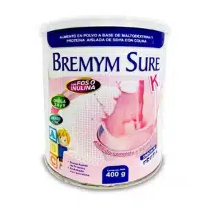 ALIMENTO EN POLVO A BASE DE MALTODEXTRINA Y PROTEINA AISLADA DE SOYA CON COLINA + OMEGA 3,6,9, HIERRO, ZINC Y VITAMINAS BREMYM SURE KID LATA X 400G