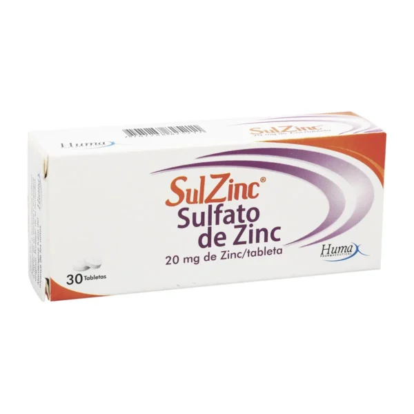 SULFATO DE ZINC 20MG TABLETAS SULZINC