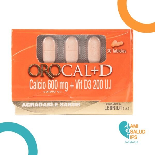 CALCIO 600MG + VITAMINA D3 200U.I TABLETAS OROCAL-D LEBRIUT S.A.S