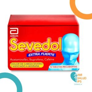 SEVEDOL EXTRA FUERTE ACETAMINOFEN, IBUPROFENO, CAFEINA 400MG+250MG+65MG *16 TABLETAS SEVEDOL EXTRA FUERTE