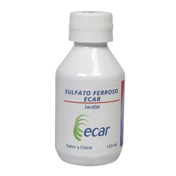 SULFATO FERROSO JARABE SABOR A CHICLE FRASCO X 120ML ECAR
