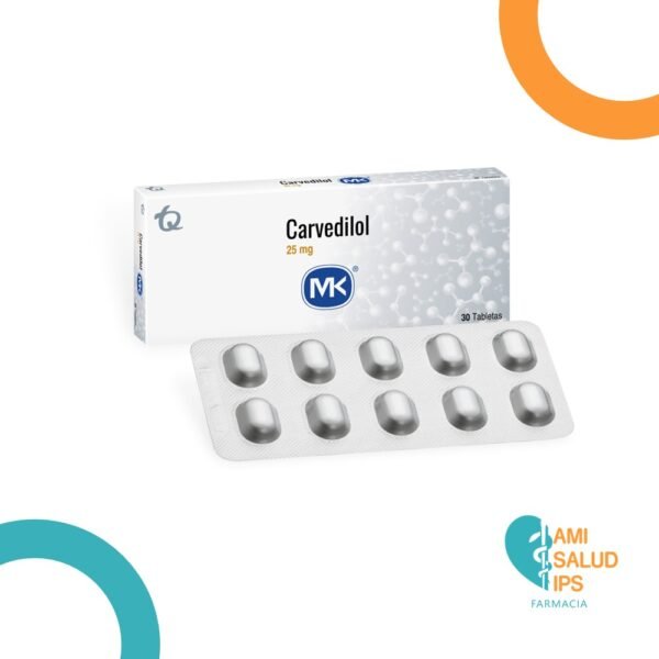 CARVEDILOL 25MG CAJA X 30 TABLETAS MK