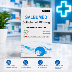 SALBUMED SALBUTAMOL 100MCG INHALADOR BUCAL FRASCO*200 DOSIS CIPLA
