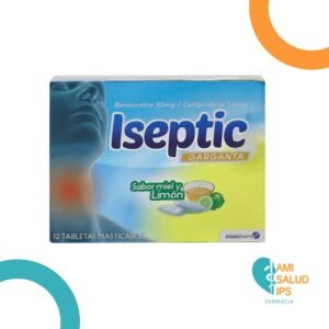BENZOCAINA 10MG / CETILPIRIDINIO 1.4MG ISEPTIC GARGANTA CAJA X 12 TABLETAS MASTICABLES