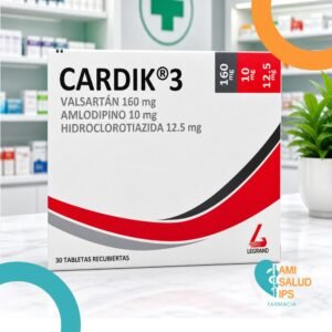 CARDIK 3 AMLODIPINO 10MG, HIDROCLOROTIAZIDA 12.5MG, VALSARTAN 160MG C*30 TABLETAS RECUBIERTAS - LEGRAND