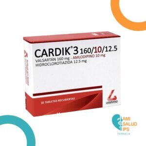 AMLODIPINO + VALSARTAN + HCRT (10+160+12.5) MG TABLETA RECUBIERTA CARDIK 3