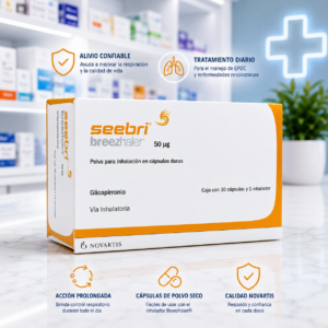 SEEBRI BREEZHALER GLICOPIRRONIO BROMURO 50MCG C*30 CAPSULAS PARA INHALACION + DISPENSADOR  - NOVARTIS