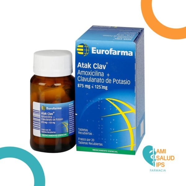 AMOXICILINA + ACIDO CLAVULINICO 875MG+125MG FRASCO*14 TABLETAS ATAK CLAV