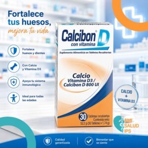 CALCIBON D CITRATO DE CALCIO 1500MG + VITAMINA D3 800UI FCO * 30 TABLETAS FARMA DE COLOMBIA