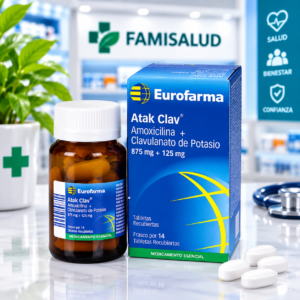 ATAK CLAV AMOXICILINA 875MG , ACIDO CLAVULANICO 125MG FRASCO * 14 TABLETAS RECUBIERTAS - EUROFARMA