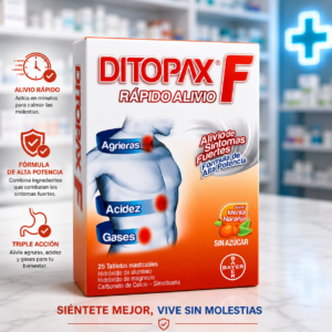 DITOPAX F -  MENTA NARANJA  HIDROXIDO ALUMINIO 470MG, HIDROXICO DE MAGNESIO 328MG, CARBONATO DE CALCIO 410MG, SIMETICONA 25MG C*25 TABLETAS MASTICABLES EUROFARMA