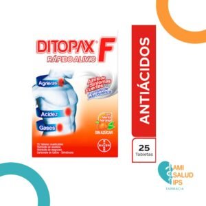 CARBONATO DE CALCIO + HIDROXIDO DE ALUMINIO +HIDROXIDO DE MAGNESIO + SIMETICONA 410MG+470MG+328+25MG TABLETAS MASTICABLES DITOPAX F EUROFARMA
