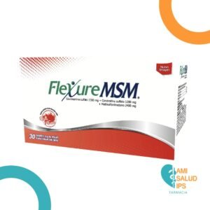 CONDROITINA + GLUCOSAMINA + METILSULFONILMETANO 1200MG + 1500MG + 2400MG POLVO ORAL SOBRES X 8G FLEXURE MSM FRESA PROCAPS