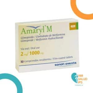 AMARYL M GLIMEPIRIDA + METFORMINA 2MG + 1000MG CAJA*32 COMPRIMIDOS SANOFI AVENTIS