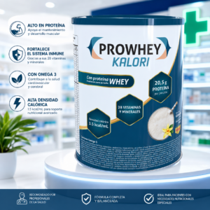 PROWHEY KALORI - ALIMENTO ESPECIAL POLIMERICO HIPERCALORICO HIPERPROTEICO A BASE DE PROTEINA DE SUERO LACTEO MALTODEXTRINA VIT. MIN. POL ORL LTAX900G - BOYDORR