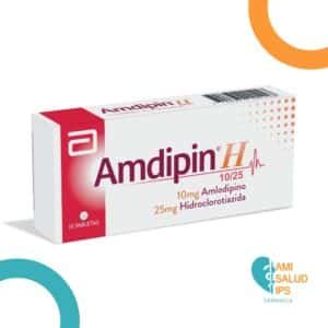 AMDIPIN H AMLODIPINO 10MG, HIDROCLOROTIAZIDA 25MG C*10 TABLETAS ABBOTT